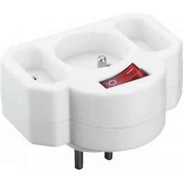 Zásuvka Strend Pro, rozbočovacia, biela, 1× 2P + PE + 2× 2P, rozdvojka s vypínačom