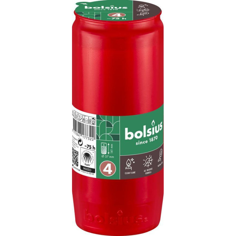 Náplň Bolsius, 75 h, 238 g, 57x141 mm, do kahanca, červená, olej Náplň Bolsius, 75 h, 238 g, 57x141 mm, do kahanca, červená, olej