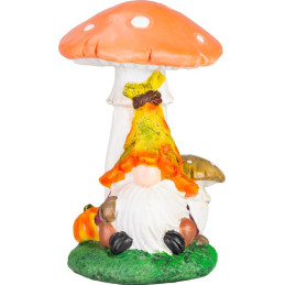 Dekorácia MagicHome Nature, Trpaslík pod hubou, polyresin, 11x12x16,5 cm