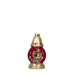 Kahanec Grave, červené sklo, s anjelikom, 60 g, 20 cm, 18 h, na hrob