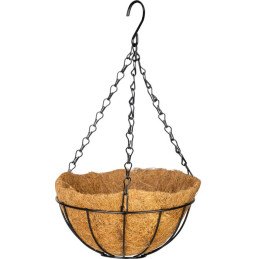 Vešiak Strend Pro, držiak na kvetináč, oceľ/kokos, visiaci, s retiazkou a háčikom, 20 cm