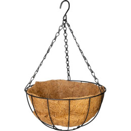 Vešiak Strend Pro, držiak na kvetináč, oceľ/kokos, visiaci, s retiazkou a háčikom, 25 cm