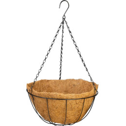 Vešiak Strend Pro, držiak na kvetináč, oceľ/kokos, visiaci, s retiazkou a háčikom, 35 cm