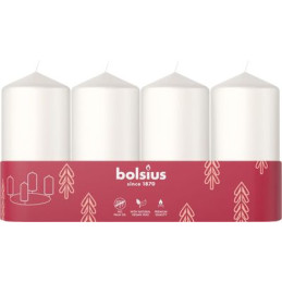 Sviečky Bolsius Pillar Advent, Vianoce, biele, 48/100 mm, bal. 4 ks