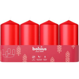 Sviečky Bolsius Pillar Advent, Vianoce, červené, 48/100 mm, bal. 4 ks