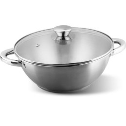 Hrniec Wok MagicHome Chloe, 26 cm, 5 lit., so sklenenou pokrievkou, nerez