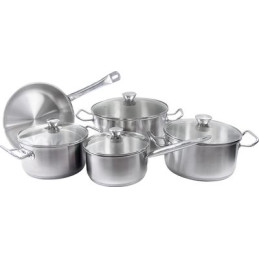 Sada riadu MagicHome Chloe, panvica 24 cm, 3x kastról (3l, 4l a 6,6 l), rajnica 2l, so sklenenými pokrievkami, nerez, 9 dielna