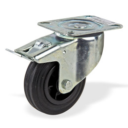 Gumové otočné koliesko s brzdou 100 mm