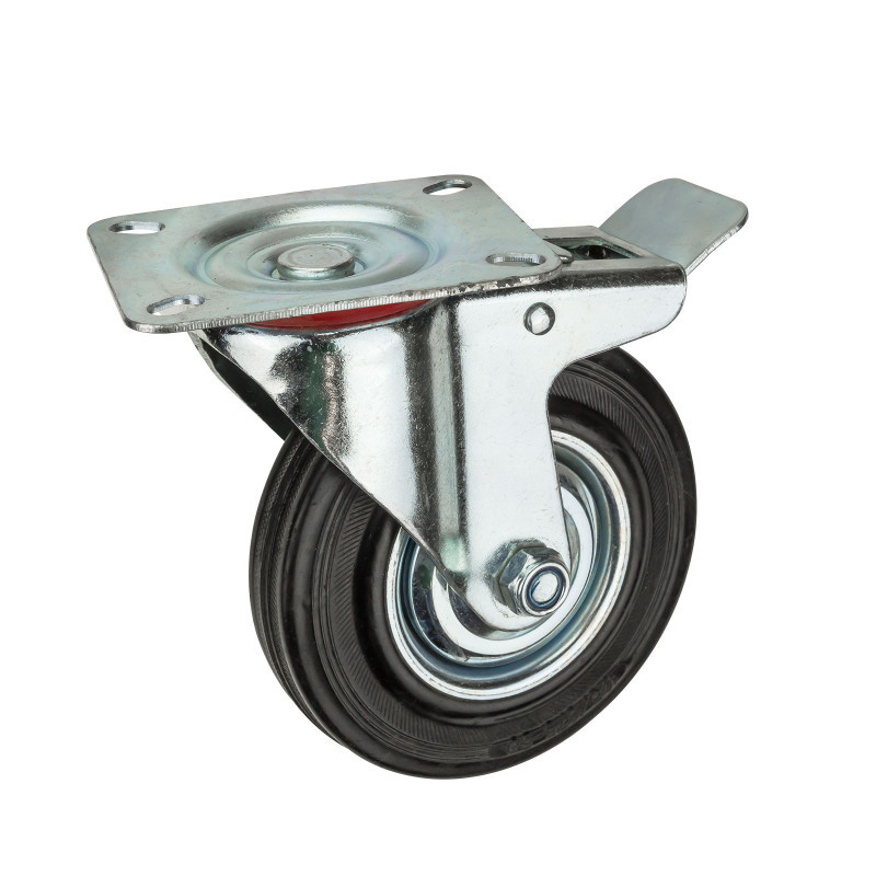 Gumové otočné koliesko s brzdou 125 mm, do 100 kg Gumové otočné koliesko s brzdou 125 mm, do 100 kg