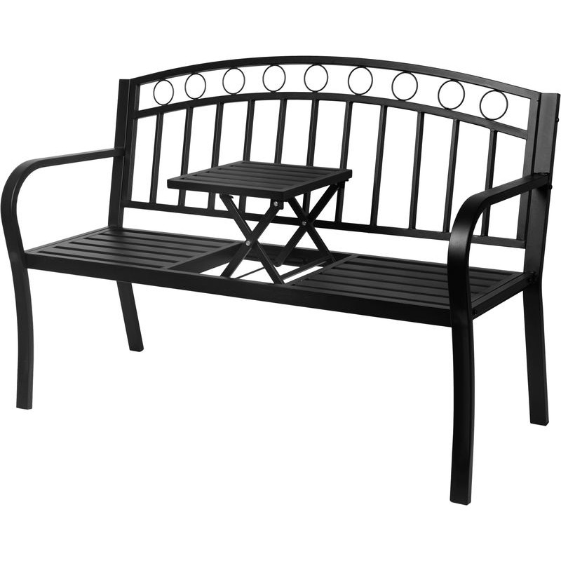 Lavička PEGI, záhradná so stolčekom, kovová 127x53x84 cm