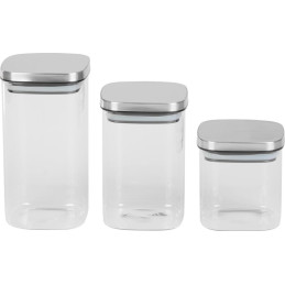 Nádoba MagicHome, sada 3 ks, 800/1100/1500 ml, sklenená, s nerezovým uzáverom