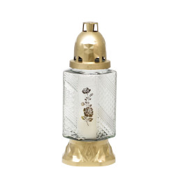 Kahanec Cross, číre sklo, 28 h, 25.5 cm, pozlatený, na hrob, mix vzorov