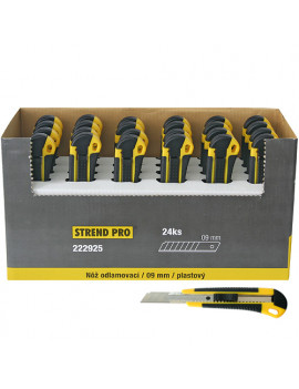 Nôž Strend Pro UKBOX-86-9, 9 mm, odlamovací, plastový, Sellbox 24 ks