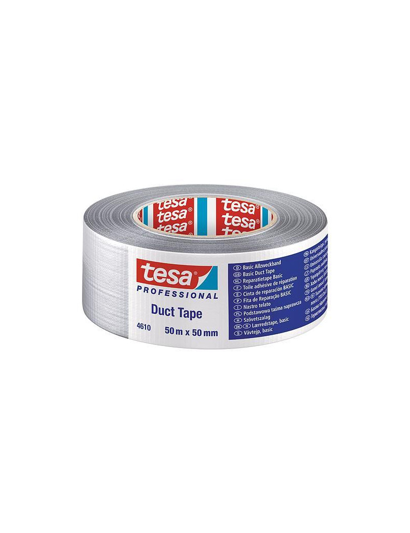 Páska tesa® BASIC Duct Tape, strieborná, textilná, 50 mm, L-50 m