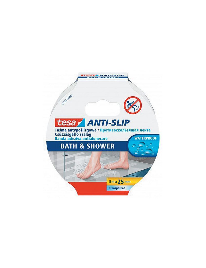 Páska tesa® Anti-slip Bath&Shower, protišmyková do kúpeľne, transparentná, 25 mm, L-5 m