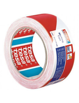 Páska tesa® PRO Marking, lepiaca, výstražná, červeno-biela, 50 mm, L-33 m