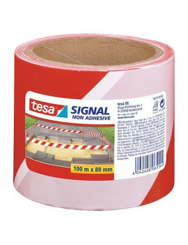 Páska tesa® SIGNAL, 80 mm, výstražná, červená/biela, L-100 m