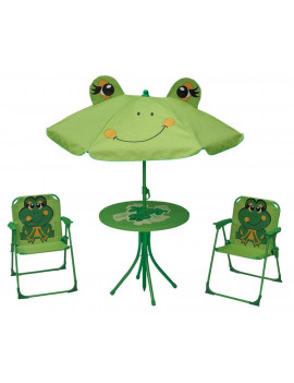 Set LEQ MELISENDA Rana, žaba, slnečník 105 cm, stôl 50 cm, 2 stoličky