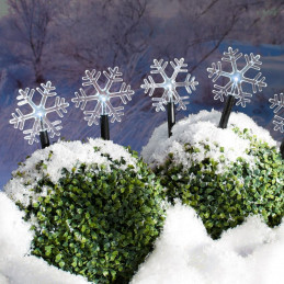 Reťaz MagicHome Vianoce Frozen SnowFlake, 5 LED studená biela, 3xAA, IP44, exteriér, osvetlenie, L-1,40 m
