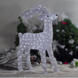 Dekorácia MagicHome Vianoce, Jeleň, 160 LED studená biela, akryl, IP44, exteriér, 52x24x74 cm