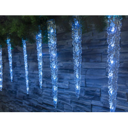 Reťaz MagicHome Vianoce Icicle, 65 LED ľadovo modrá, 8 funkcií, 230 V, 50 Hz, IP44, exteriér, osvetlenie, L-2,70 m