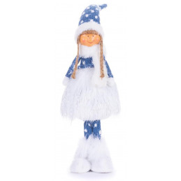 Postavička MagicHome Vianoce, Dievčatko s hustou sukňou, látkové, modro-sivé, 14x11x51 cm