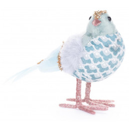 Vtáčik MagicHome Vianoce, modrý, 20x8x14 cm, páperový