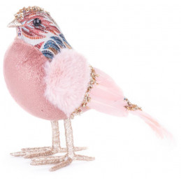 Vtáčik MagicHome Vianoce, ružový, 20x8x14 cm, páperový