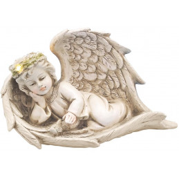 Dekorácia MagicHome, Anjel v krídlach, keramika, na hrob, solar, 24,5x12,5x14,5 cm