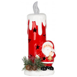 Dekorácia MagicHome Vianoce, Sviečka so santom, 1 LED, terakota, 9,50x9x21,50 cm