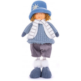 Postavička MagicHome Vianoce, Chlapček s modrým klobúkom, modrý, látkový, 16x10x36 cm