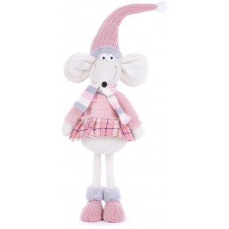 Postavička MagicHome Vianoce, Myš dievčatko, ružová, látková, 19x17x59 cm