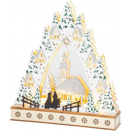 Dekorácia MagicHome Vianoce, Dedinka, LED, MDF, 30x7x33,5 cm