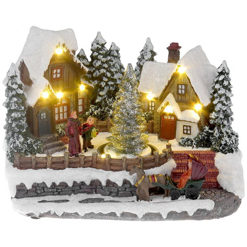Dekorácia MagicHome Vianoce, Vianočná dedina, LED, 3xAA, interiér