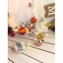 Reťaz MagicHome Vianoce Ball, 20 LED teplá biela, s guľami, 2xAA, jednoduché svietenie, osvetlenie, L-1,9 m