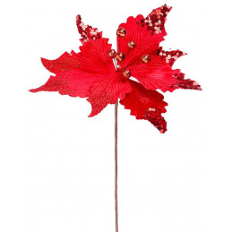 Kvet MagicHome Vianoce, Poinssetia, červená, stonka, 31 cm