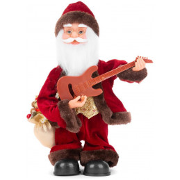 Dekorácia MagicHome Vianoce, Santa s gitarou, 3xAAA, 35 cm, hrajuci