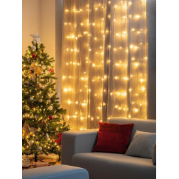 Reťaz MagicHome Vianoce Curtain, 160 LED teplá biela, 230V, 50 Hz, 8 funkcií, časovač, osvetlenie, L-1,5x2 m