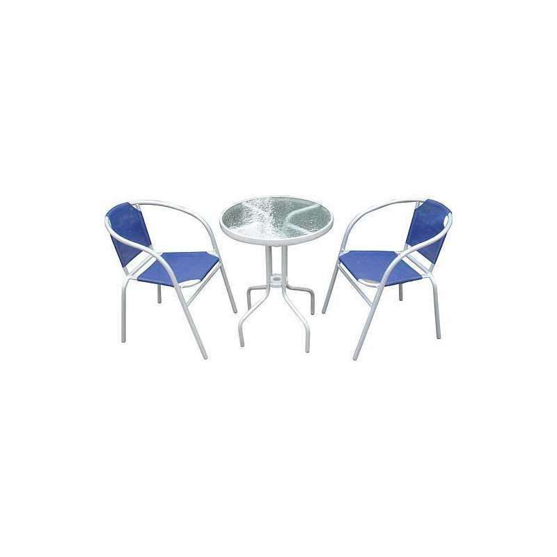 Set balkónový BRENDA, modrý, stôl 72x59 cm, 2x stolička 60x71 cm