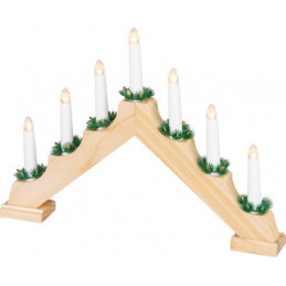 Svietnik MagicHome Vianoce, 7x LED teplá biela, imitácia dreva, 2xAA, interiér, 39x4,5x29 cm