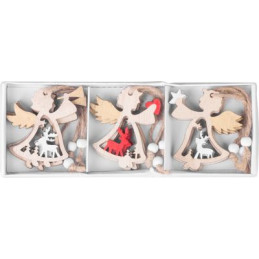 Ozdoba MagicHome Vianoce, anjel, závesná, bal. 9 ks, 5,5x7,5 cm