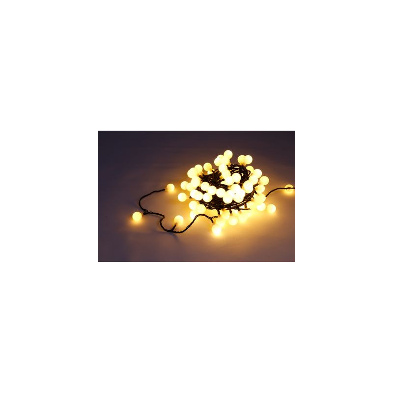 Reťaz MagicHome Vianoce Cherry Balls, 100x LED teplá biela, IP44, 8 funkcií, osvetlenie, L-9,90 m