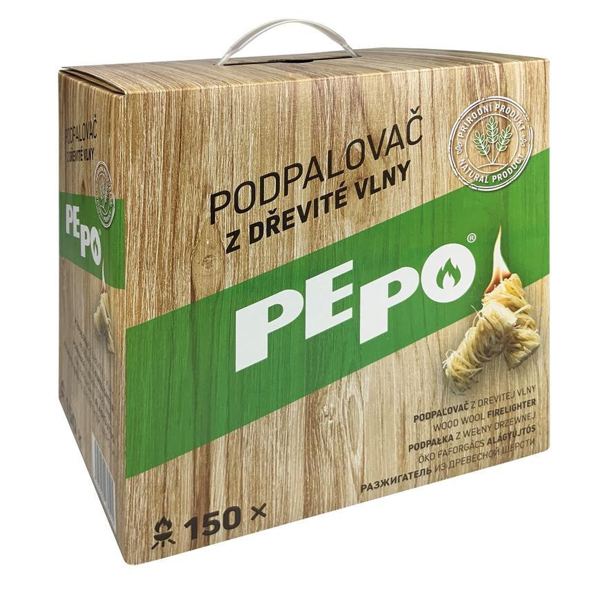 PE-PO Podpaľovač PE-PO®, drevitá vlna, 150 kúskov